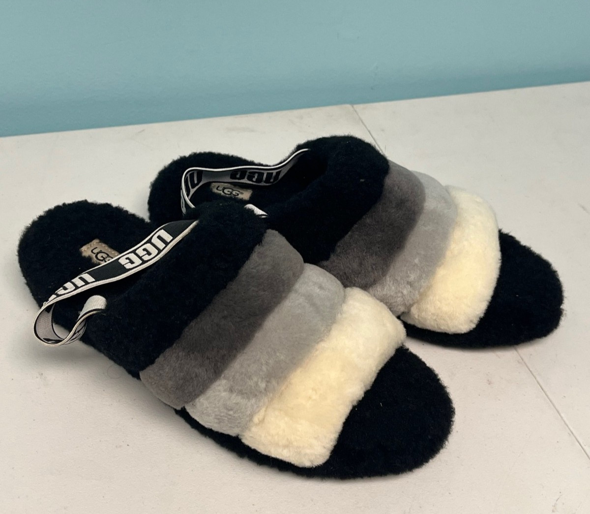 UGG Fluff Yeah Black Slingback Slip on Slide Sandel Shoe Men