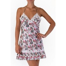 Vintage 90s Y2K Victoria Secret Floral Satin Floral Nightie Chemise Lace Small