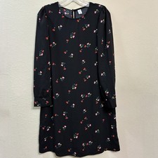 Old Navy Floral Black Long Sleeve Shift Dress Women’s M Mini Tunic Casual