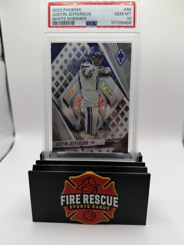 Justin Jefferson PSA 10 White Shimmer Phoenix 2023 #66 POP 2 PSA 10 Vikings