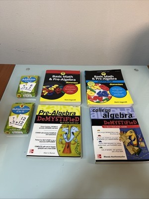 Math Learning Book Lot Pre-Algebra College Algebra For Dummies DeMYSTiFieD