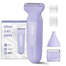 Ufree 3-in-1 Women's Electric Razor with Ceramic Blades, IPX7 Purple