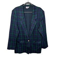 Vintage Cricket Lane Plaid Blazer Jacket Tartan Acadamia Preppy Womens Size L