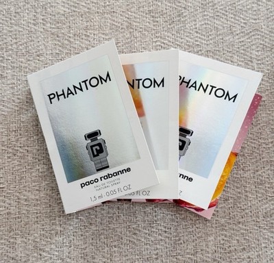 3* Paco Rabanne Phantom Eau de Toilette 1.5ml mini spray, NEW, EDT perfume