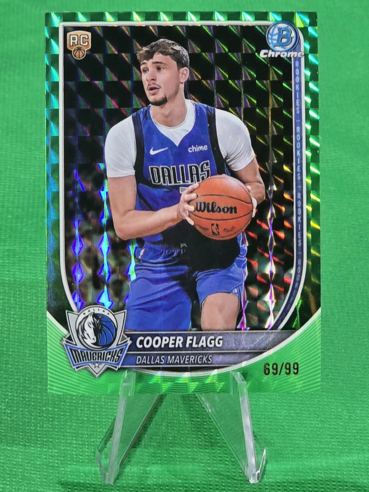 🔥 Cooper Flagg (RC) Green Geometric Refractor /99 🔥 2025-26 Bowman Chrome ROY