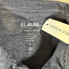 01.ALGO Performance Long Sleeve Polo Shirt Moisture Wicking Blue M