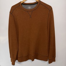 G.H. Bass Co. Sweatshirt Men Light Orange Ribbed Hem Crew Neck Pullover Size L