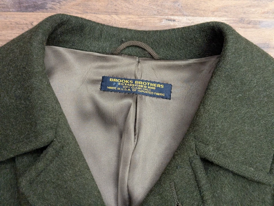 Brooks Brothers Overcoat 40R Green Soft Wool Alpaca Himalaya Troler Loden Coat - Image 3 of 4