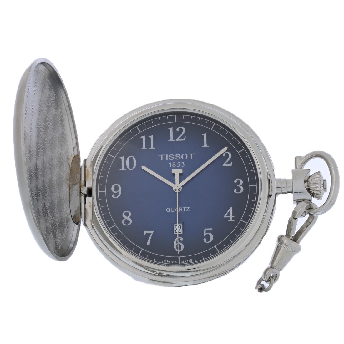 Швейцарские кварцевые карманные часы Tissot Savonnettes с синим циферблатом T8624101904200 35790₽
