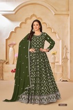 Embroidered Faux Georgette Anarkali Gown with Dupatta for Women Party Wear