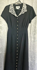 Vintage J Taylor Dress Women’s Sz 10  Button Front polka dot lace