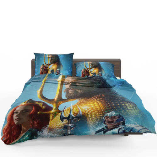 Aquaman Movie Amber Heard Jason Momoa Mera DC Comics Quilt Duvet Cover Set - Afbeelding 1 van 3