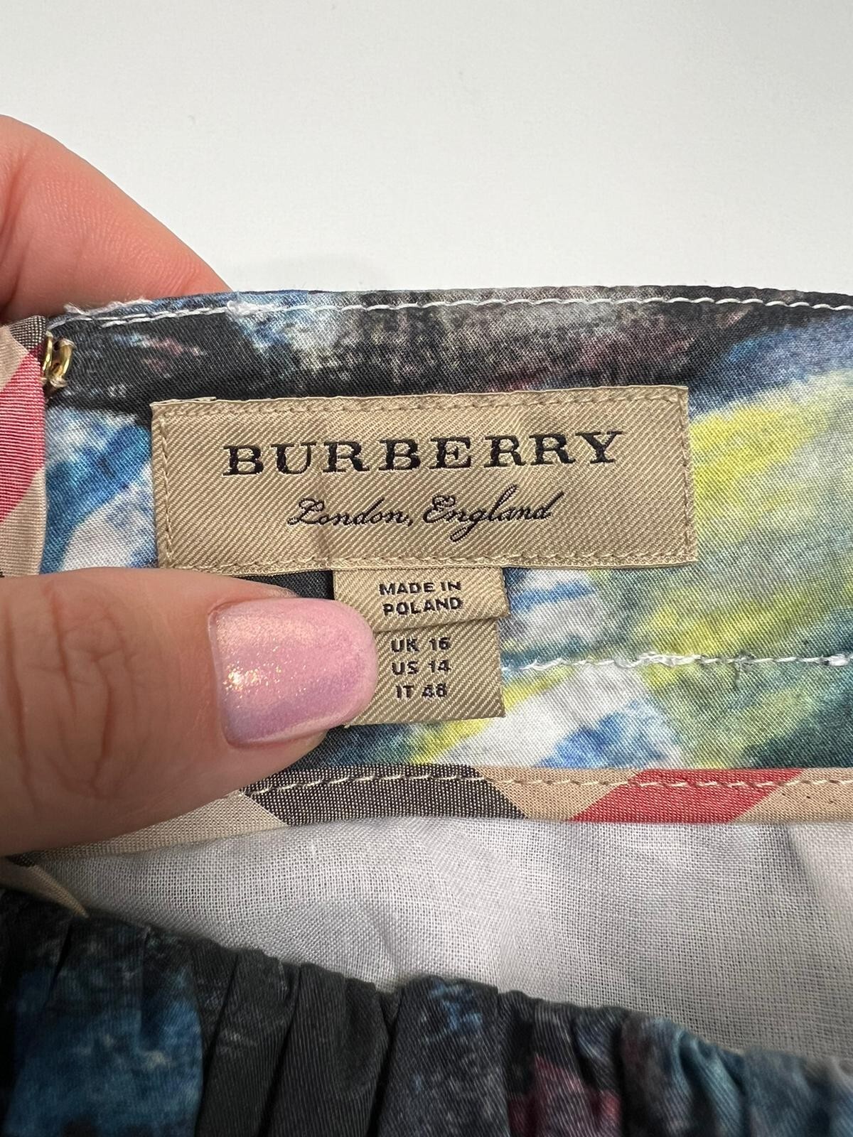 Women Burberry Skirt Vintage Look Stretch Cotton Size UK16 US14 IT48 image 4