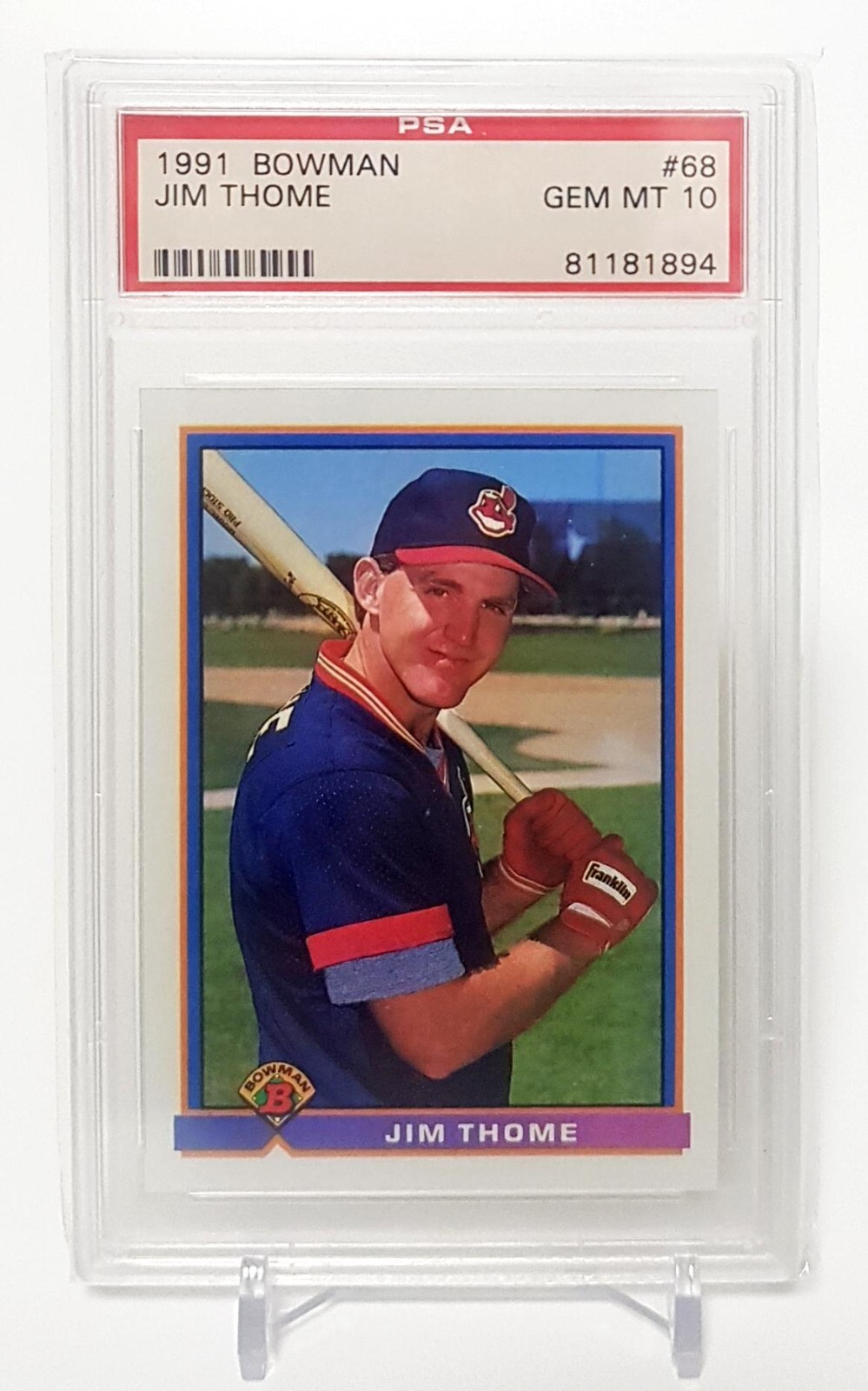 Jim Thome 1991 Bowman #68 Cleveland Indians HOF RC Rookie PSA 10 GEM MINT 📈