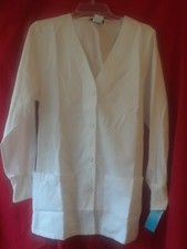 White Lab Coat Lab Jacket XS V Neck Cuff Sleeves Lydia's Select NWT
