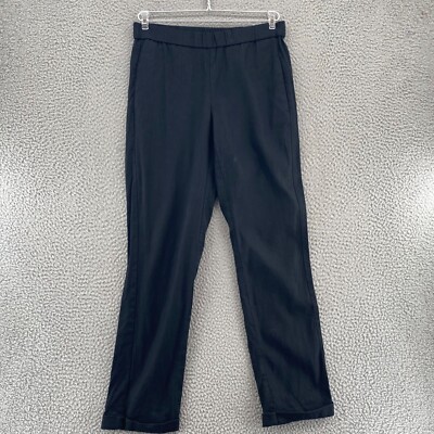 J Jill Pants Womens Extra Small Black Linen Stretch Pull On Pockets Cuff Skinny