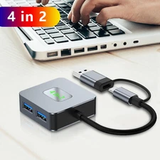 4 in 2 Type-C+USB to USB3.2*4 Interface Hub Adapter Dock for MacBook iPad Pro