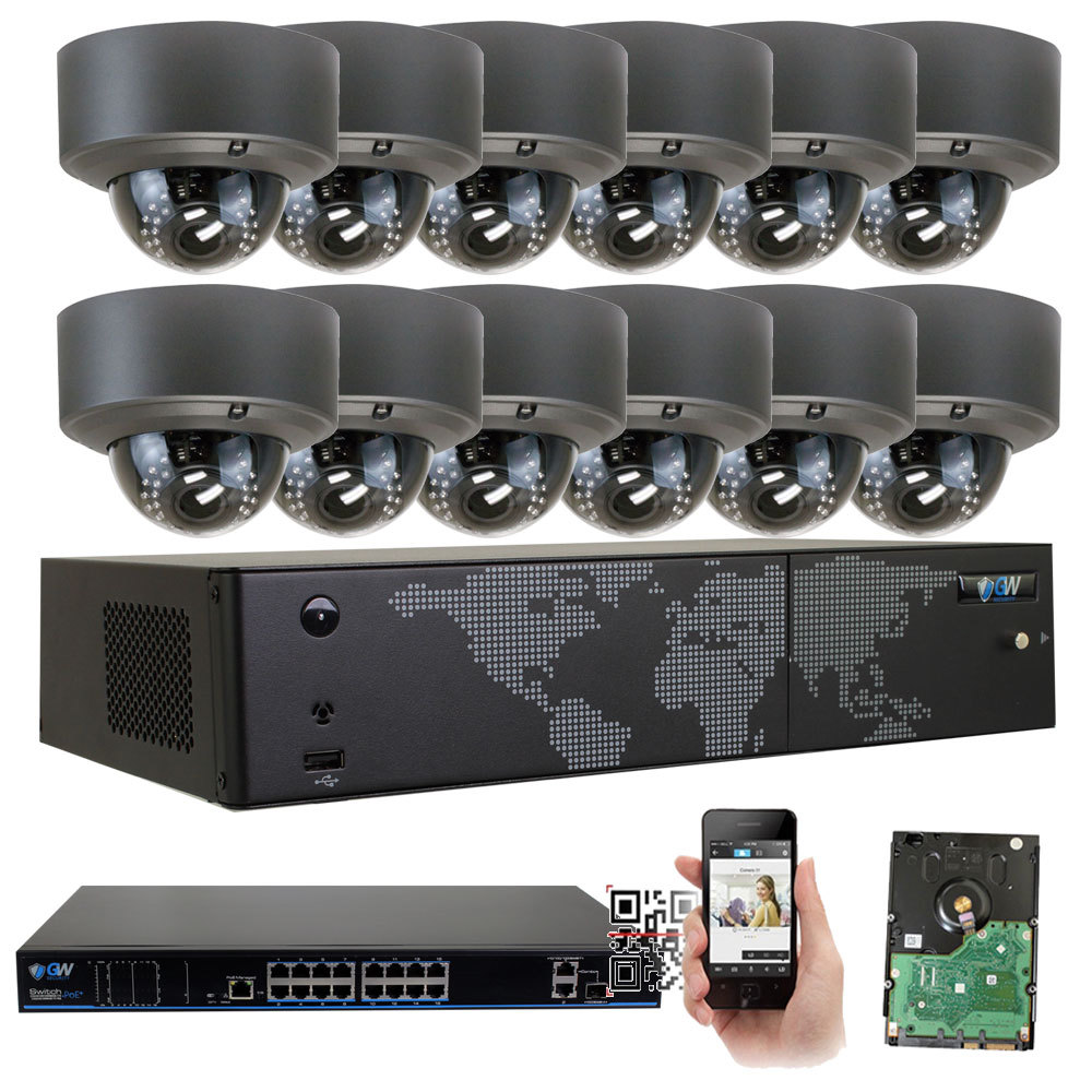 16CH 4K NVR (12) 5MP 4X Optical Zoom PoE IP Dome Camera