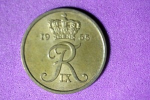 1965 - DENMARK 5 ORE CHRISTIAN IX! #J28610