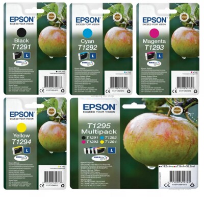 Original Epson Apple DuraBrite Tintenpatronen, T1291, T1292 T1293 T1294, T1295, SET