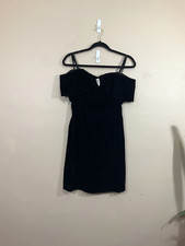 VTG Rampage Womens Velvet Off Shoulder Mini Dress 5 Black Goth Grunge 90s Y2K