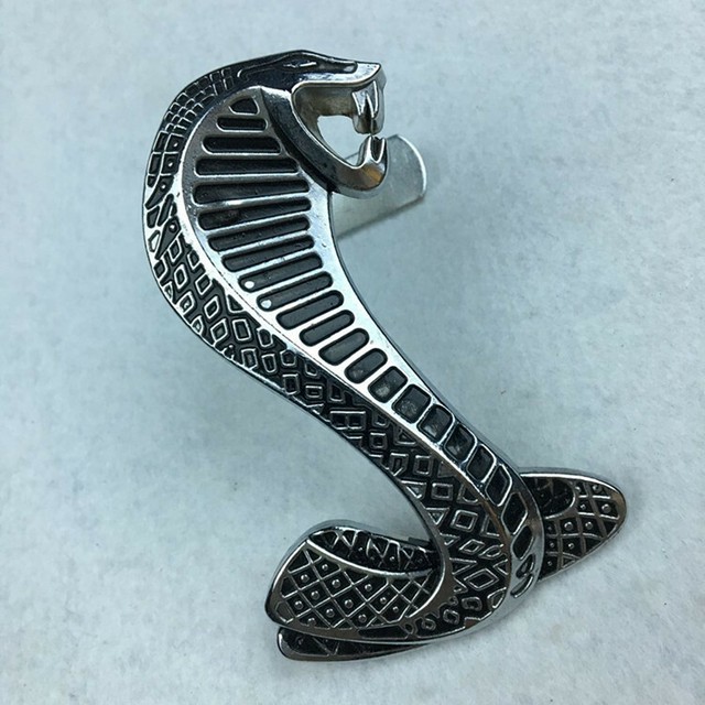 3D Silver Front Chrome Metal Badge Cobra Snake Grille Emblem for