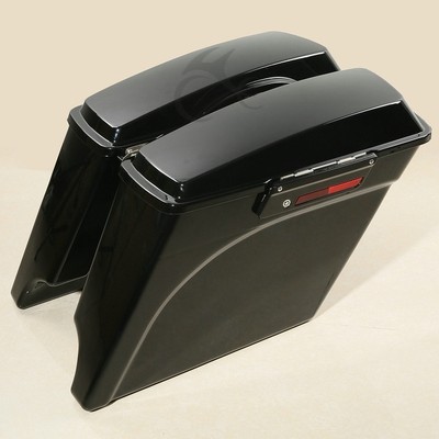 Vivid Black ABS Saddlebags W/ Brackets For Harley Softail Heritage/Deluxe 1984-2017