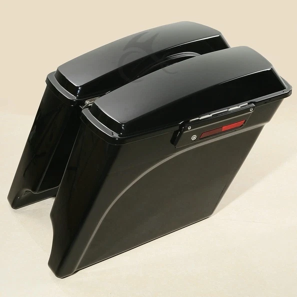 Vivid Black 5" Extended Saddle bags Fit For Harley FLHT Ultra-Classic 93-13 Dyna - Image 2 of 4
