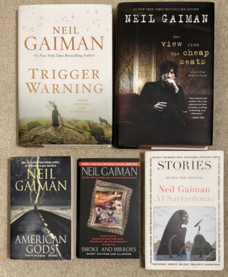 5 Books Lot Neil Gaiman Trigger Warning Cheap Seats American Gods Smoke Mirrors