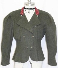 WOOL JACKET Women WEST GERMANY German Hunting Riding PLEATED Coat B38" 40 8 S