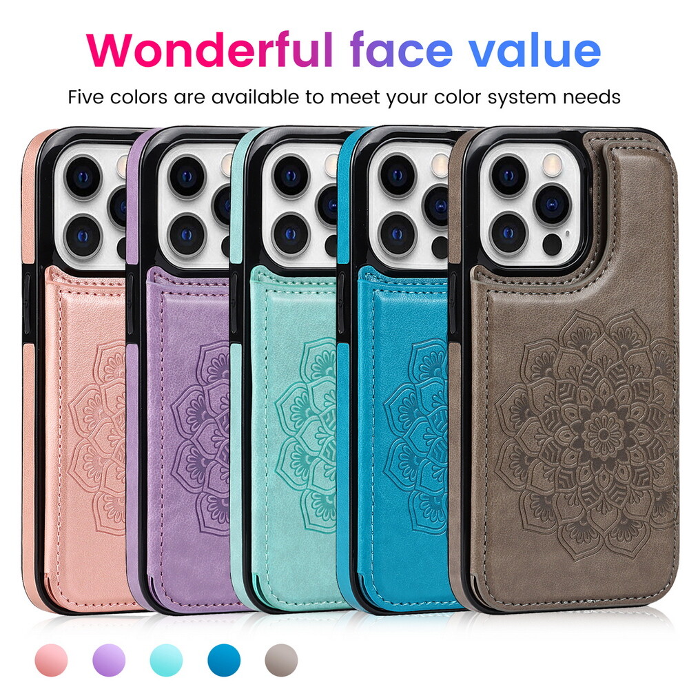 For iPhone 12 13 Pro 14 15 16 Plus Magnetic Leather Wallet Card Slot Case Cover
