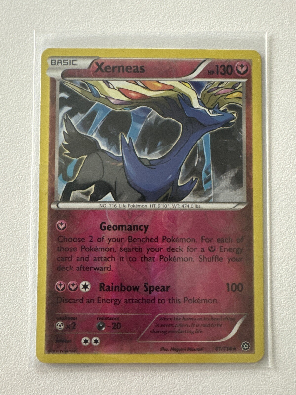 Pokemon Card Xerneas 81/114 Tcg Reverse Holo 2016 Card Collectible 