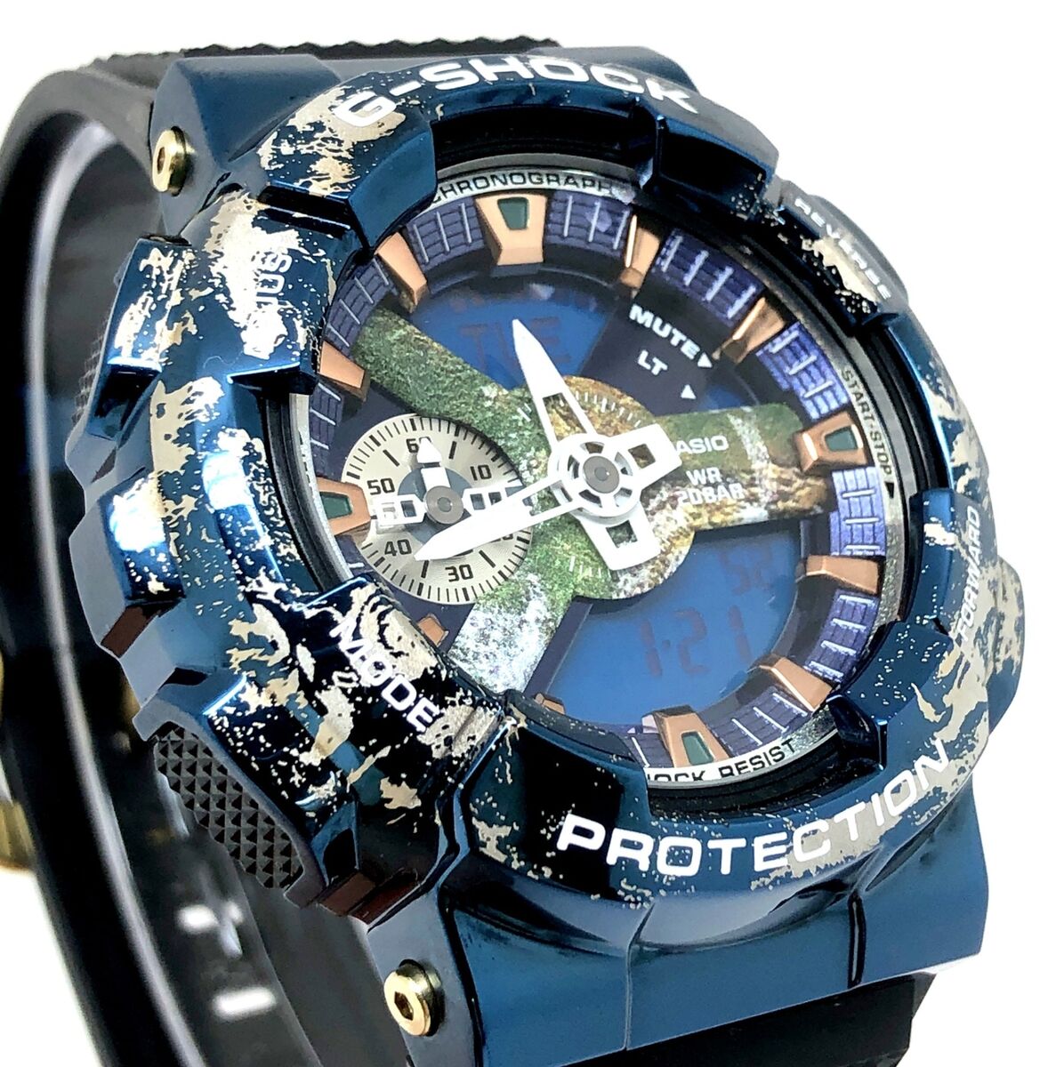 Casio G-Shock GM-110EARTH-1AJR metal bezel earth motif Casio G-Shock GM-110EARTH-1AJR metal bezel earth motif