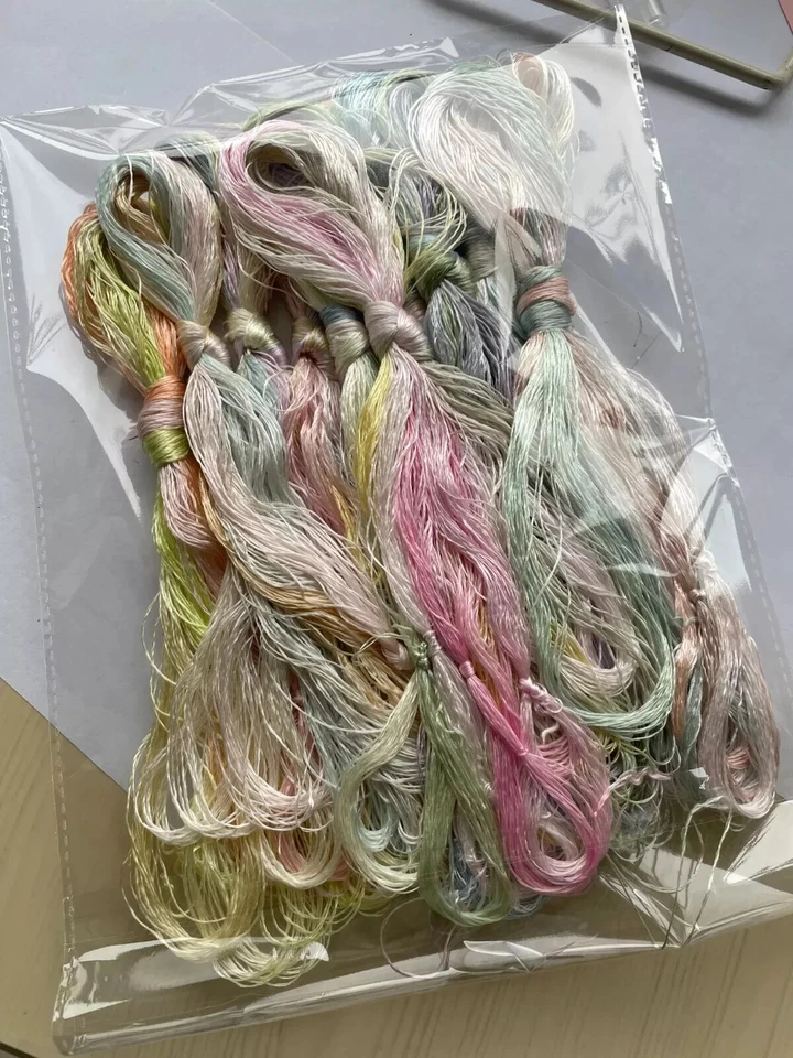 100%natural silk,hand-dyed embroidery floss/thread  light candy colors 50skeins - Image 3 of 4
