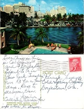 Downtown Miami Skyline and Swimming Pool Florida FL Postcard