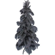 Black Ostrich Feather Christmas Tree Real Bird Feather Branches Stand Included