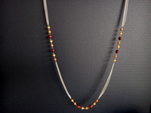 Halskette Set in Silber mit braunen Holzperlen. 25 zoll. Neu und Handarbeit - Bild 2 von 6