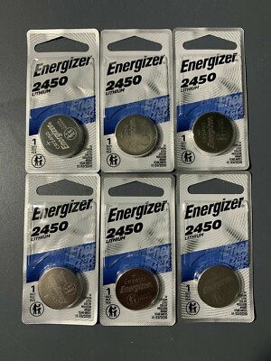 6 Pcs Energizer CR2450 ECR2450 CR 2450 3V Lithium Coin Cell Button Battery