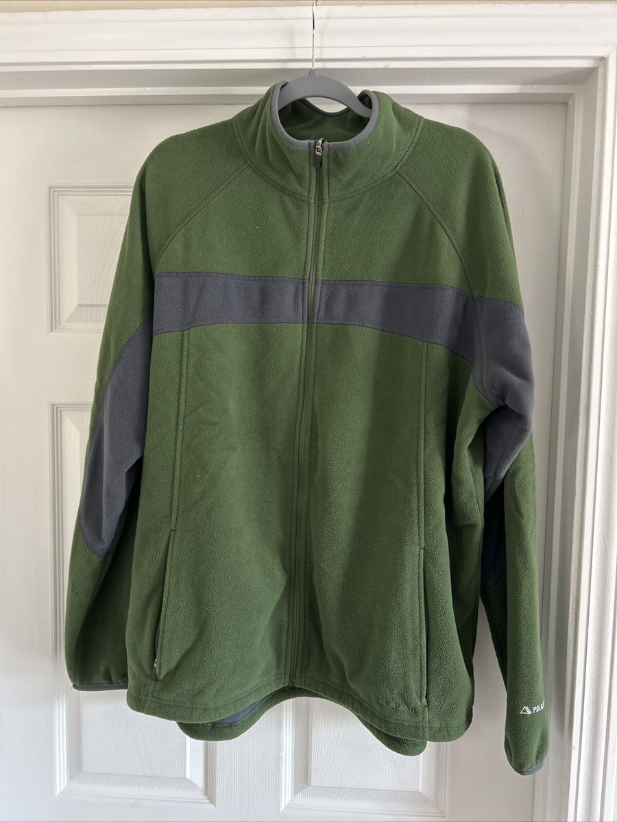 VINTAGE LL Bean Jacket Mens XL Green Fleece Vest Full Zip 90s 