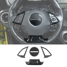4pcs Interior Steering Wheel Cover Trim Kit for Chevy Camaro 2017+ Carbon Fiber