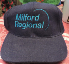 VINTAGE SNAPBACK TRUCKERS HAT MILFORD REGIONAL NAVY BLUE