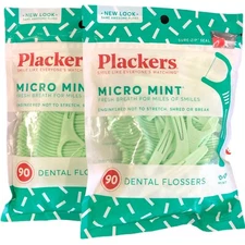 2 Pack Plackers Micro Mint Freshens Breath Protected toothpick, 90 Ct Each