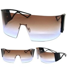 Oversized Futuristic Modern Retro Wrap Shield SUN GLASSES Huge X-Large Big Frame