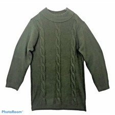 NEW COZY CASUAL Olive Green Cable Knit Knee Length Sweater Dress Size 3X