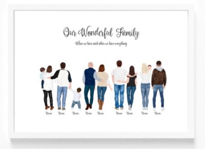 Personalised Family print Birthday Gift dad Mum mummy nan grandad A4 ...