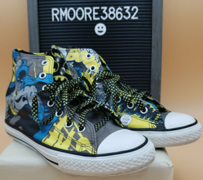 Converse Batman Comic Print High Top Sneakers in Black, Blue, Yellow Converse High Tops Shoes Chuck Taylor All Star Batman DC  main image 2