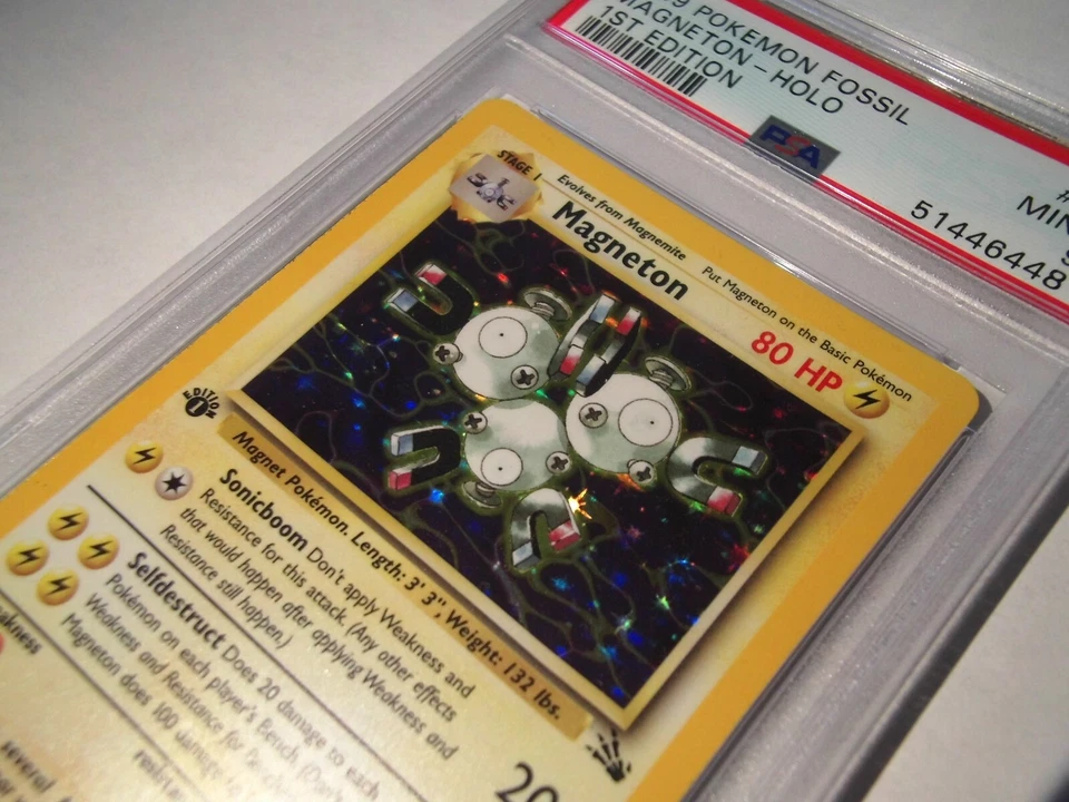 x1 1999 Pokemon Fossil 1st Edition Magneton Holo #11 PSA 9 Mint TexasNerdGames - Image 2 of 3