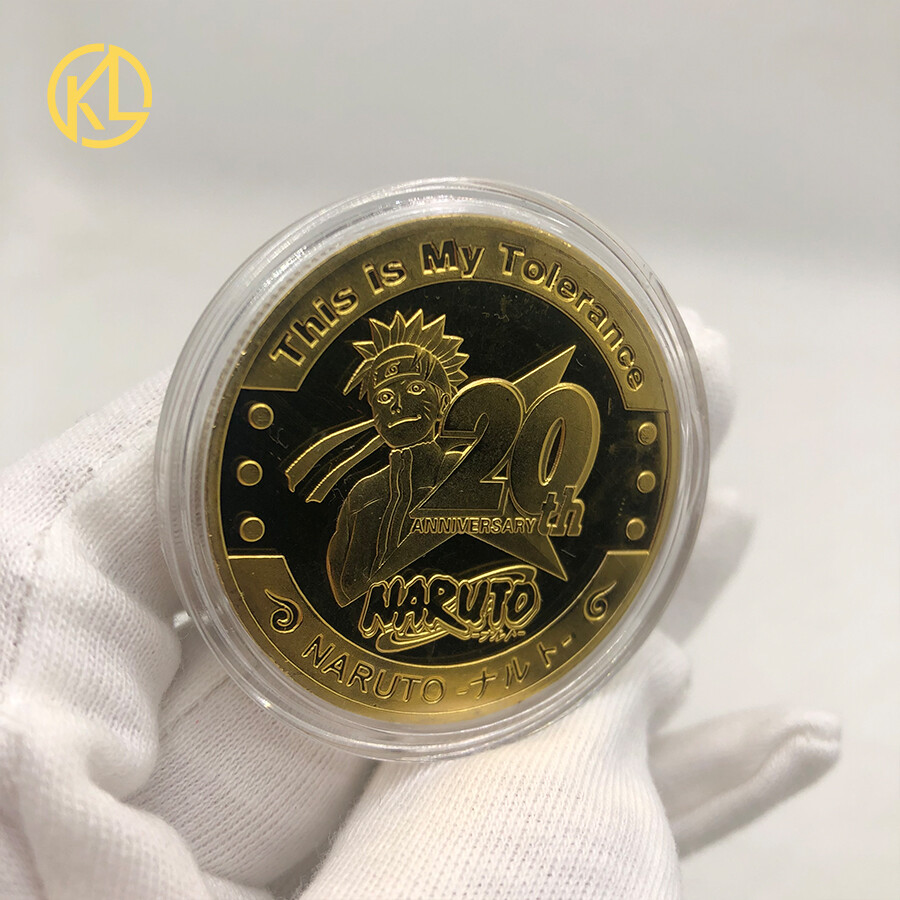 10pcs Gold Coins NARUTO Sasuke Kakashi 20th Anniversary Coin