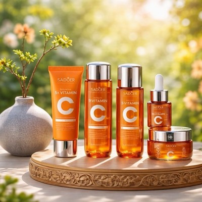 SADOER 5x Heavy Vitamin C Skin Care Set Face & Eyes Brightening Hydrating