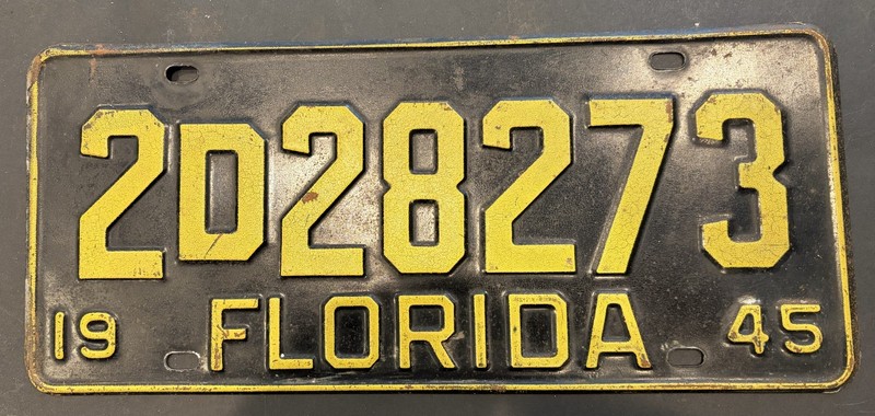 1945 Florida Passenger License Plate